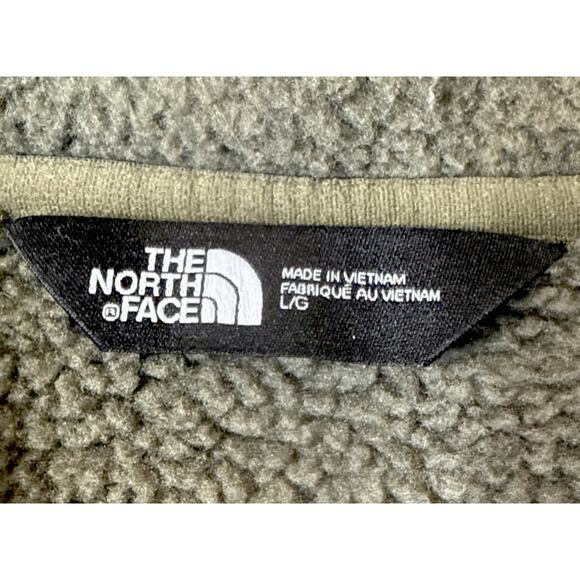 The North‎ Face Men's Green Heather Long Sleeve Full Zip Fleece sz Large Logo - Picture 3 of 6